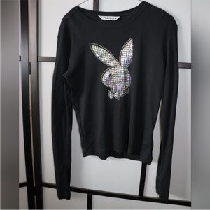 Rare playboy  Black Long Sleeve vintage  Top